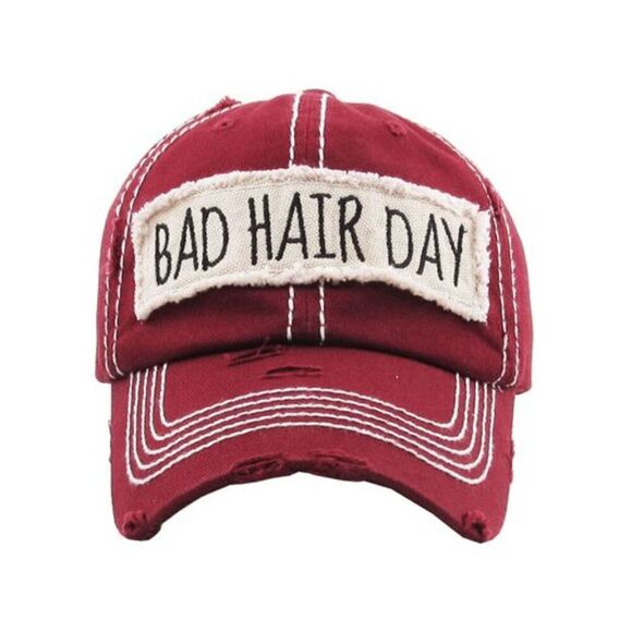 2/$30 Ladies Burgundy Red Bad Hair Day Hat - Picture 1 of 6
